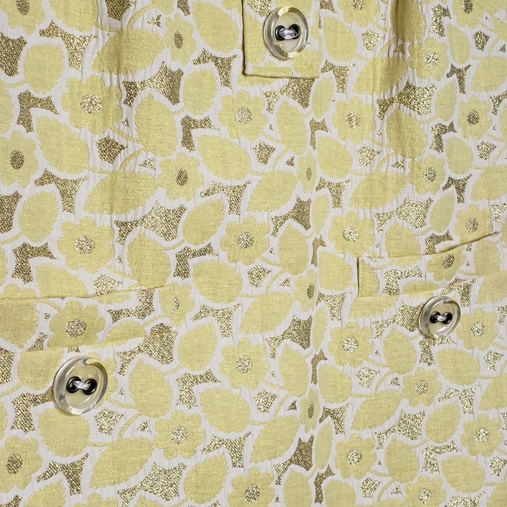 Vera Wang Dress Yellow Gold 4 Shift Brocade Mod - Picture 3 of 11